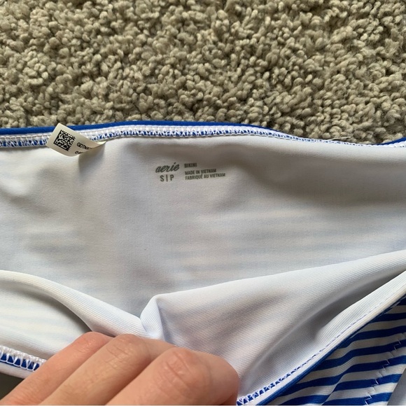 Aerie Blue and White Striped Bikini Bottoms Size Small - Picture 3 of 4
